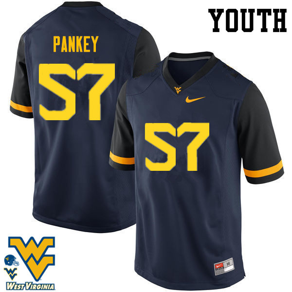 Youth #57 Adam Pankey West Virginia Mountaineers College Football Jerseys-Navy - Click Image to Close